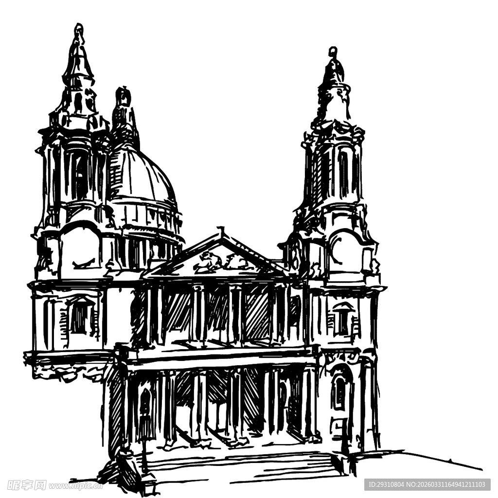 建筑简约线条矢量