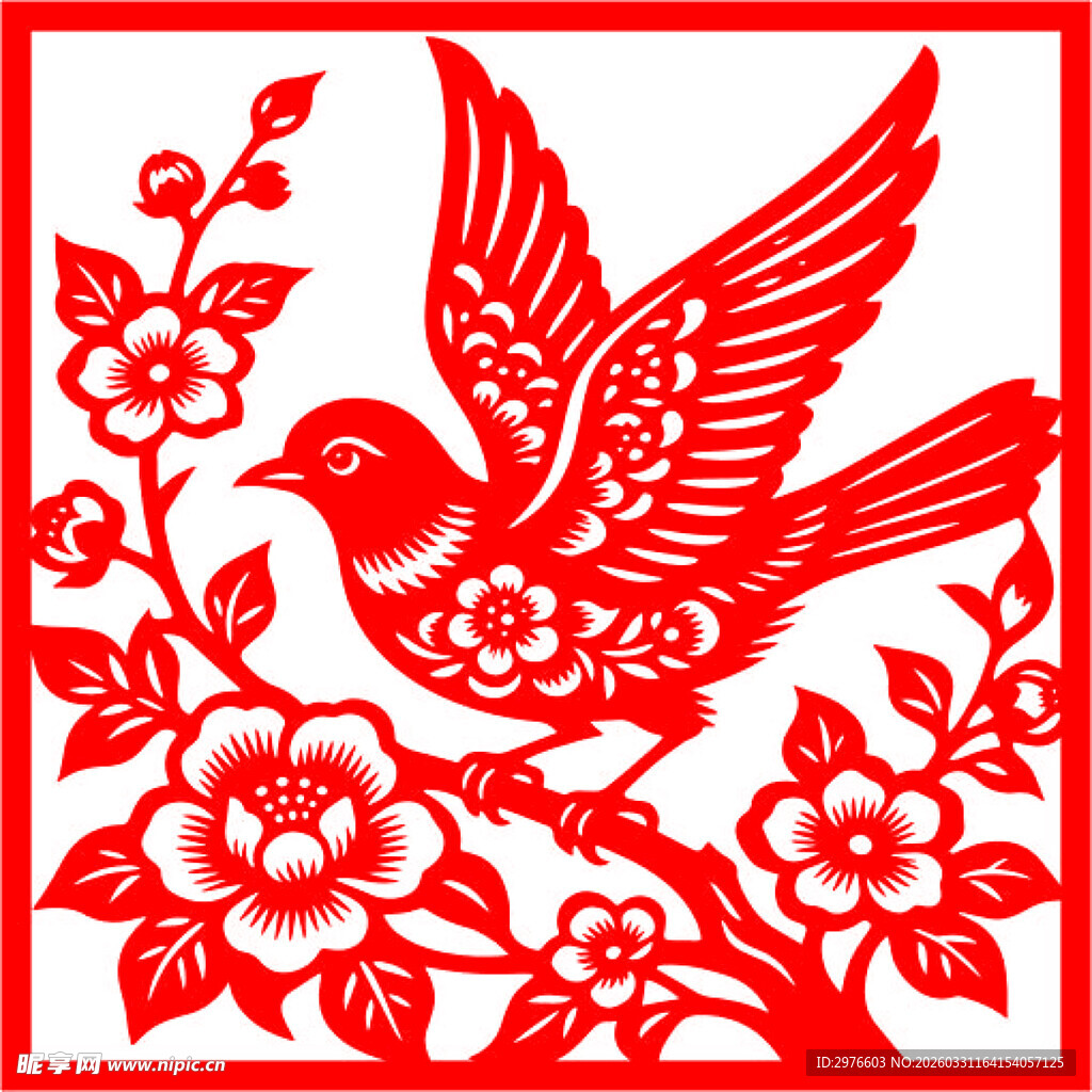 花鸟剪纸图案