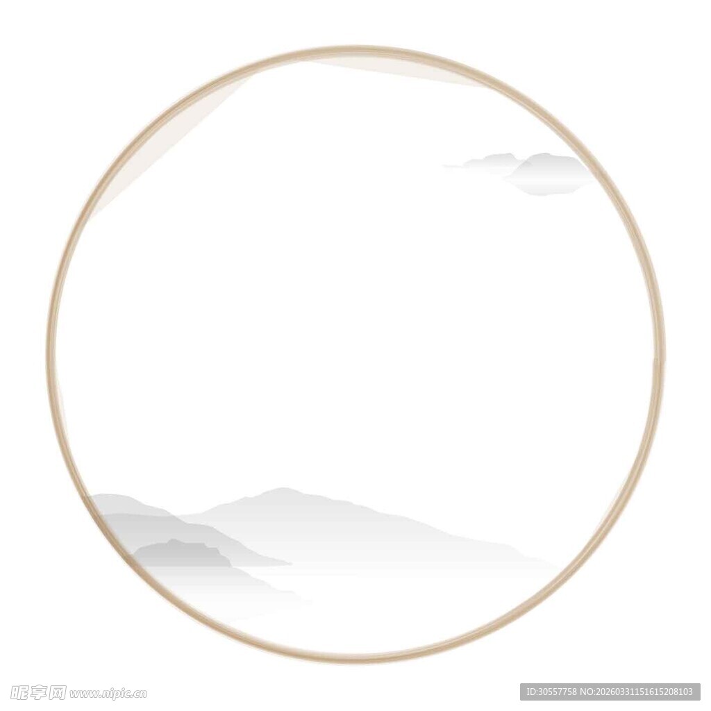 圆形中式山水边框背景