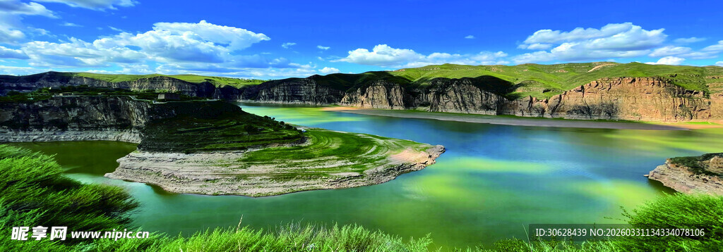 老牛湾风景景色蓝天绿水