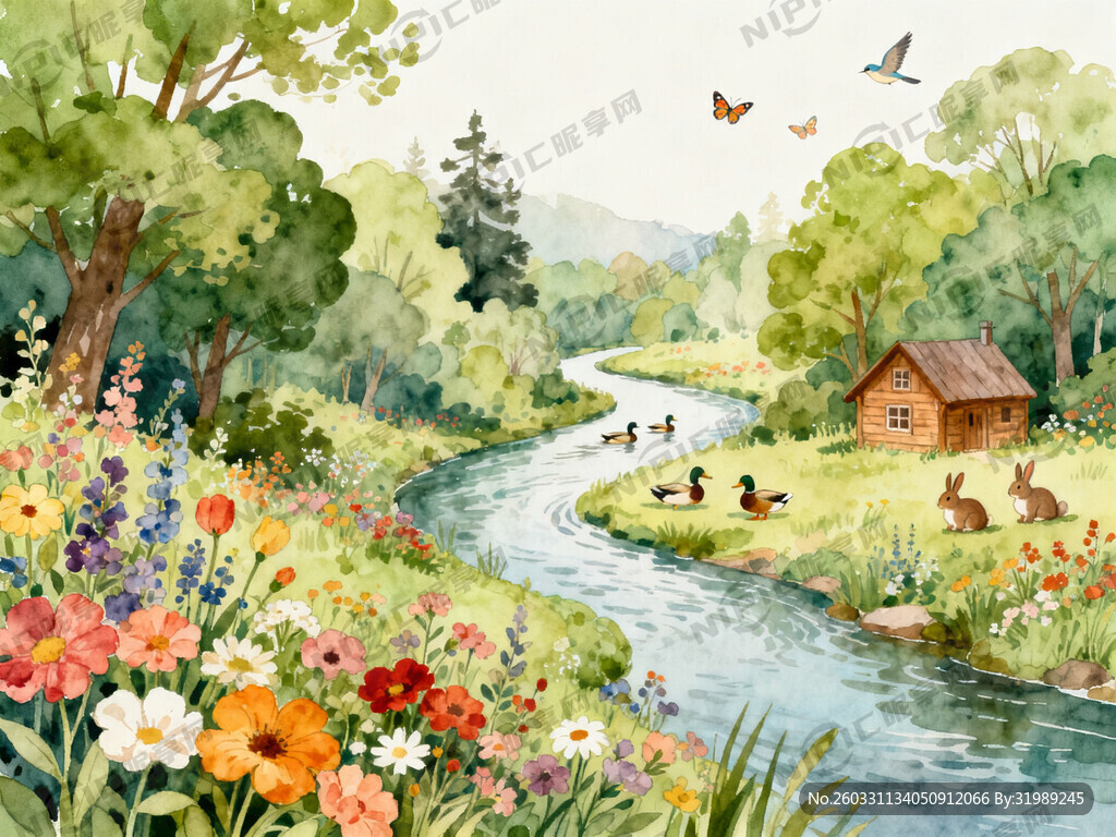 水彩手绘风格 色彩温润和谐