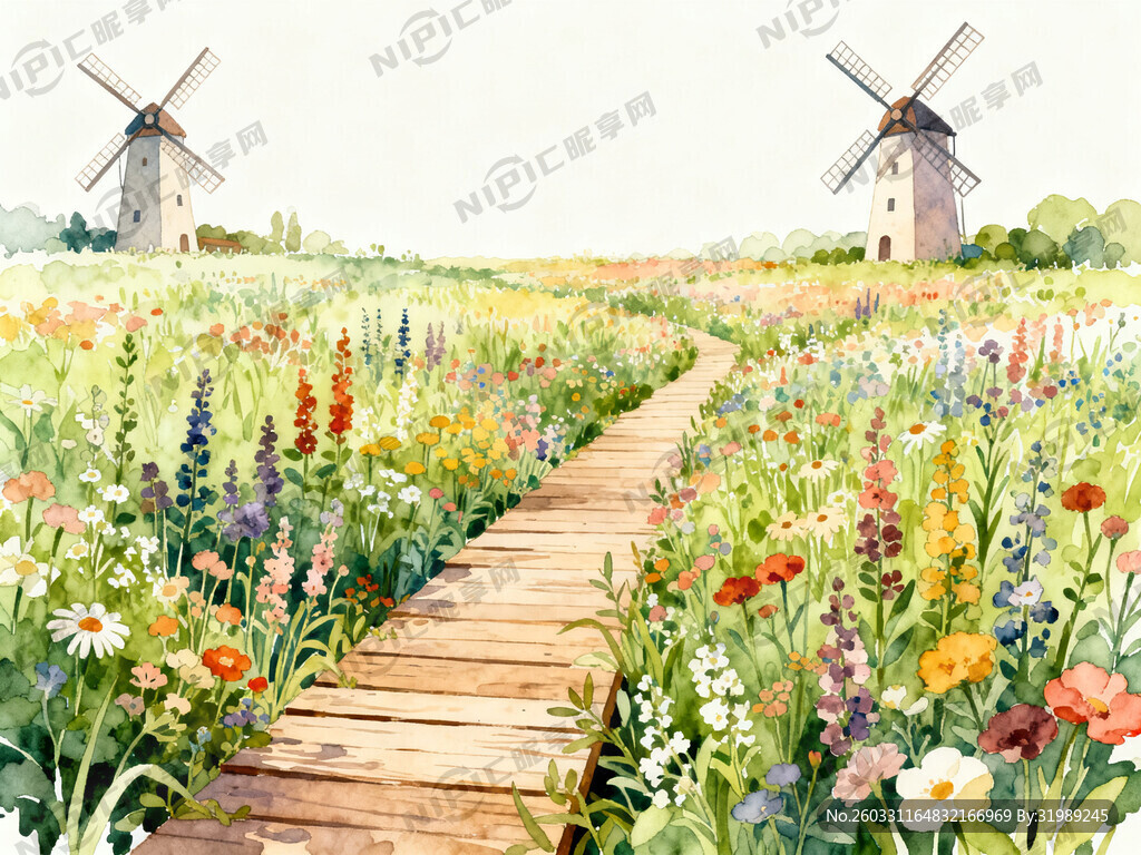 柔和水彩手绘风格 色彩温润和谐