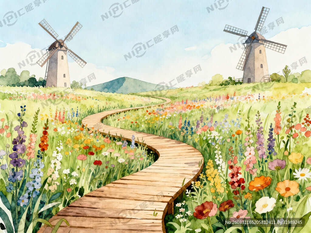 柔和水彩手绘风格 色彩温润和谐