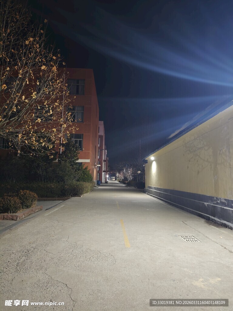 夜晚街道的静谧景象