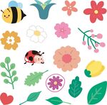 可爱花卉昆虫装饰图案