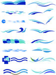 多样蓝色波浪图案设计元素