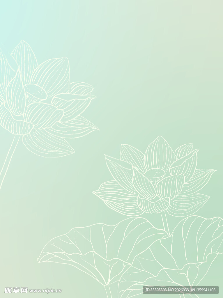 淡雅莲花线条背景图案