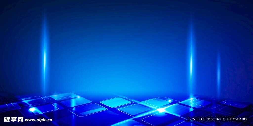 蓝色科技感光线舞台背景