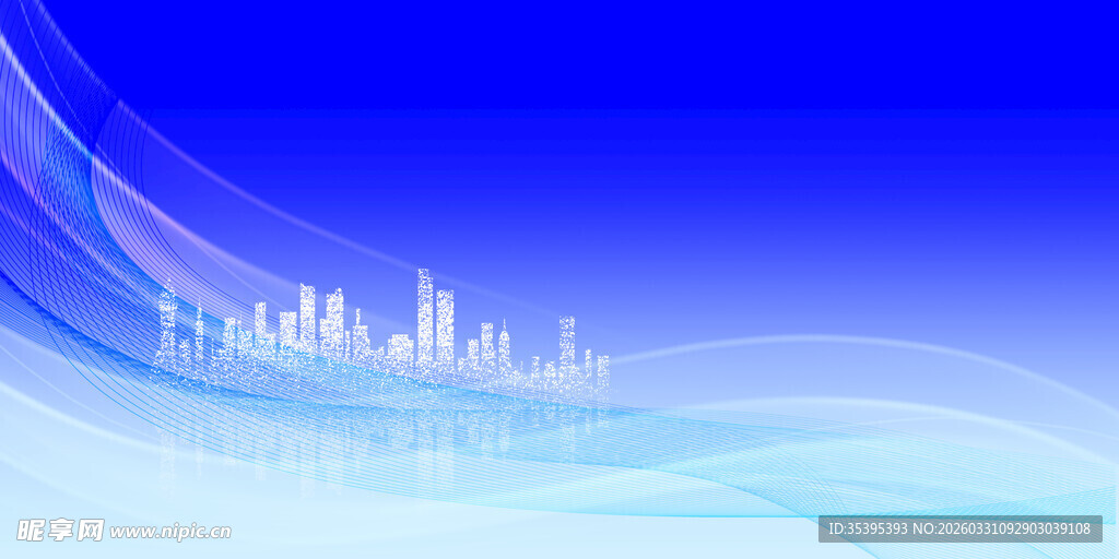 蓝色城市线条抽象背景图