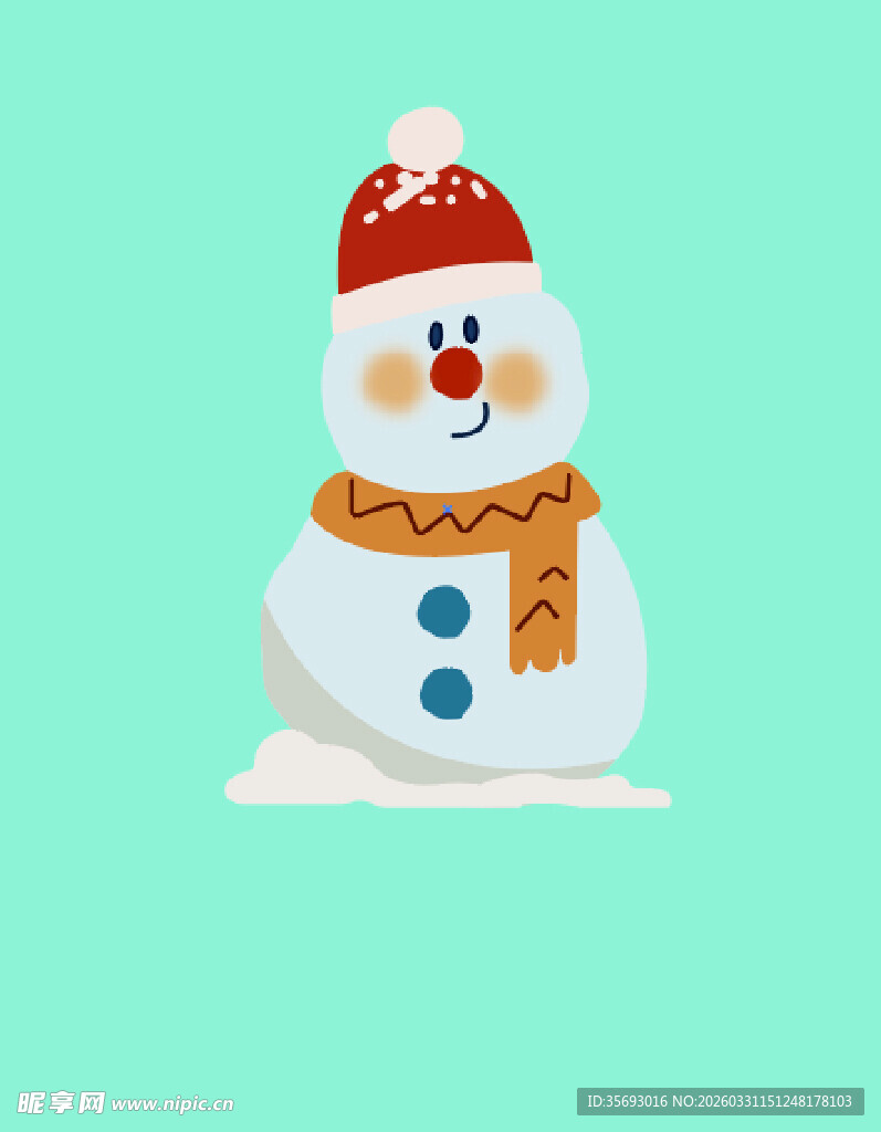 可爱雪人插画 矢量图 卡通