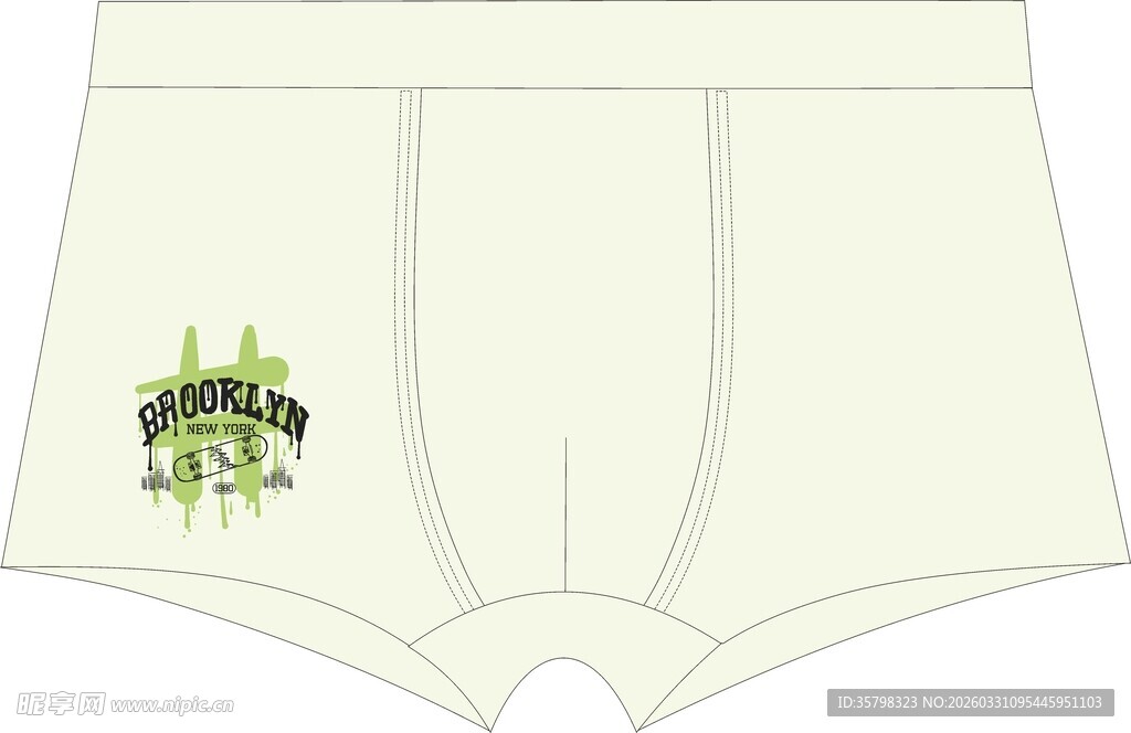 男士卡通图案白色平角内裤