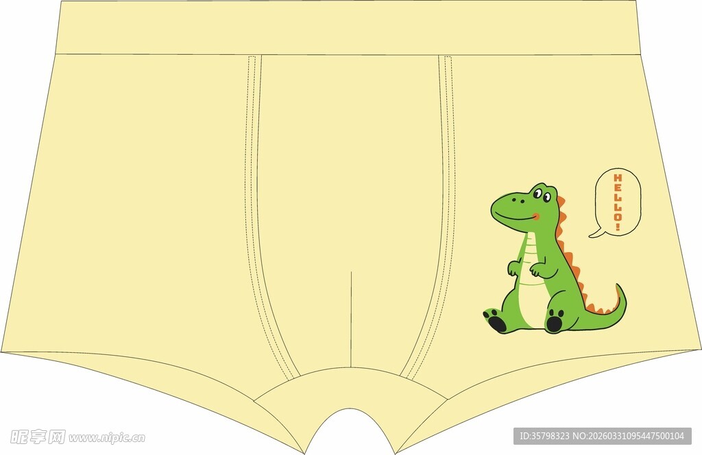 卡通恐龙图案男士平角内裤