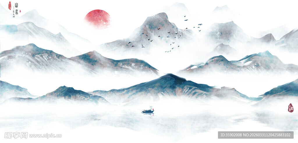 水墨山水间的诗意风景