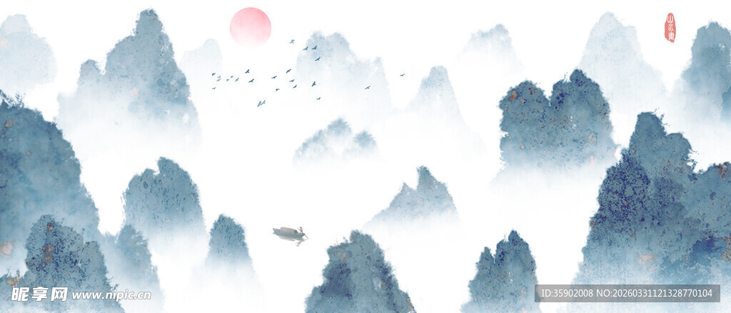 水墨山水间的诗意景致