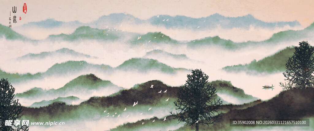 水墨山水间的静谧景致