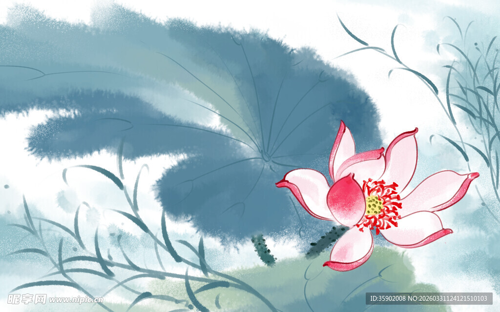 水墨荷花图