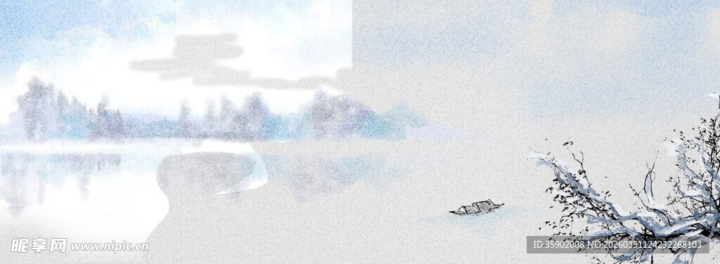 冬日静谧湖面景观