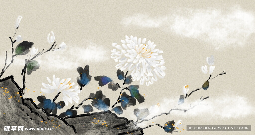 中式花鸟图雅致自然意境