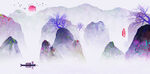 水墨山水间的孤舟意境