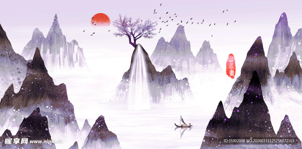 水墨山水间的诗意景致