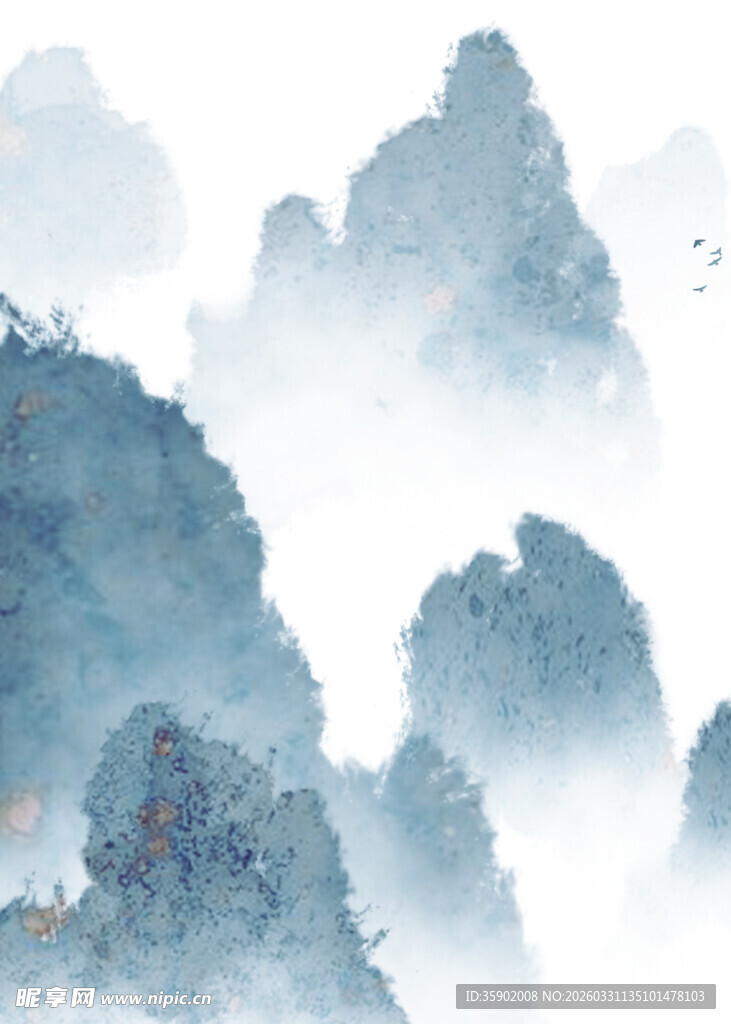 水墨群山云雾缭绕美景