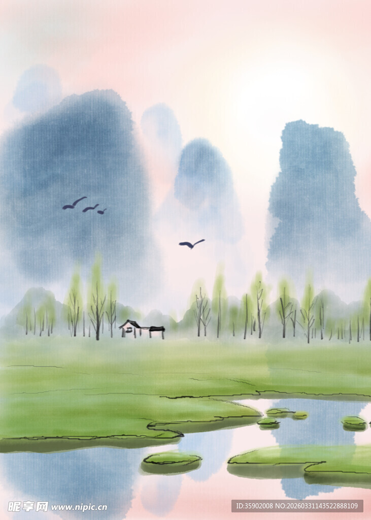 水墨山水间的自然景致