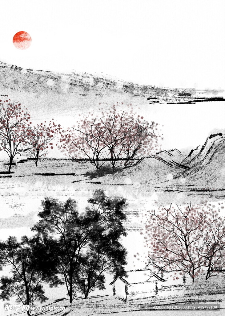 水墨山水风景图