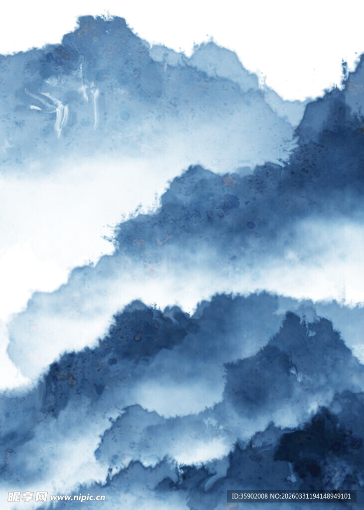 水墨山水云雾缭绕图