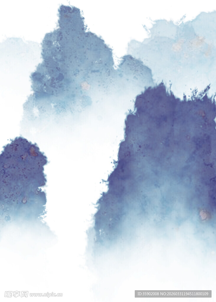 水墨云雾中的巍峨山峰