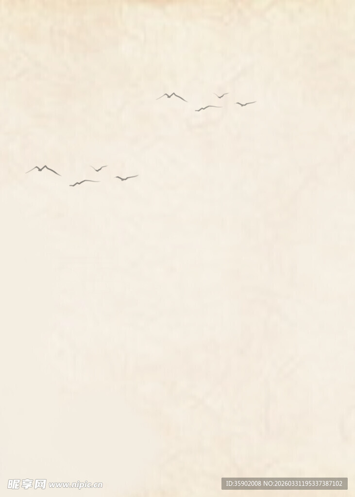 复古纸张上的飞鸟痕迹