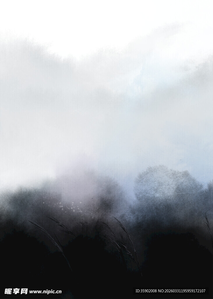 云雾缭绕的山峦美景