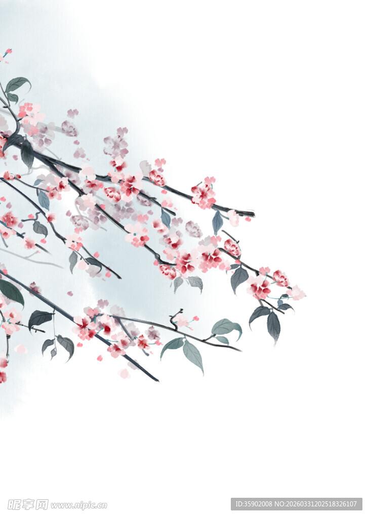 水墨梅花枝头绽放