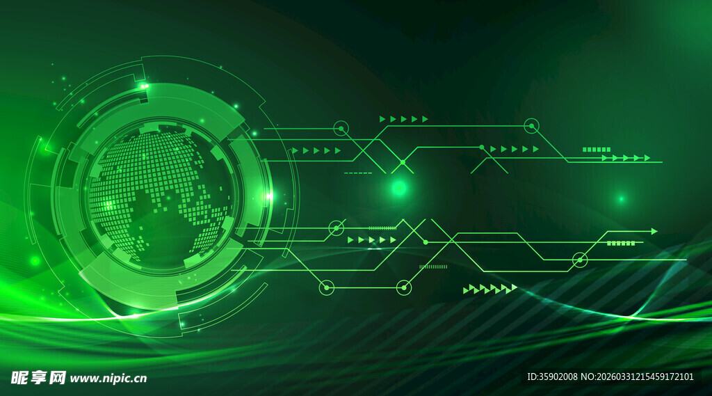 科技感绿色未来虚拟界面
