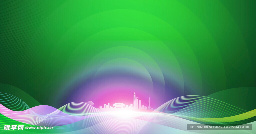 梦幻绿色渐变光影背景图