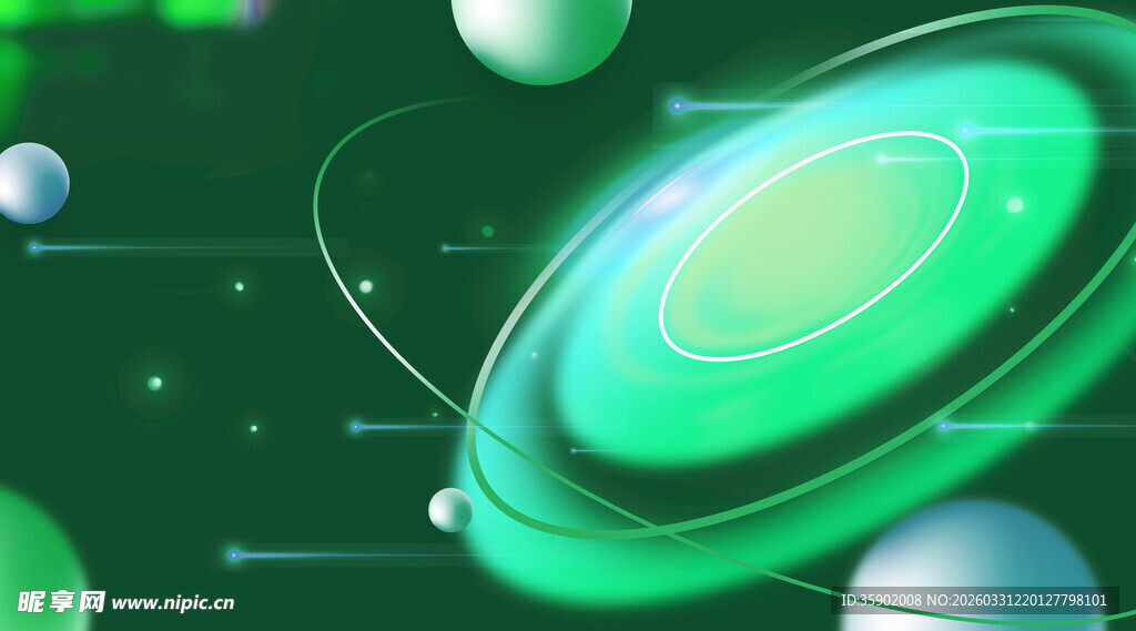 绿色科幻环形宇宙元素图