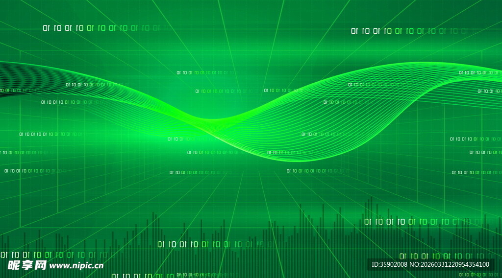 绿色科技动感波浪背景图