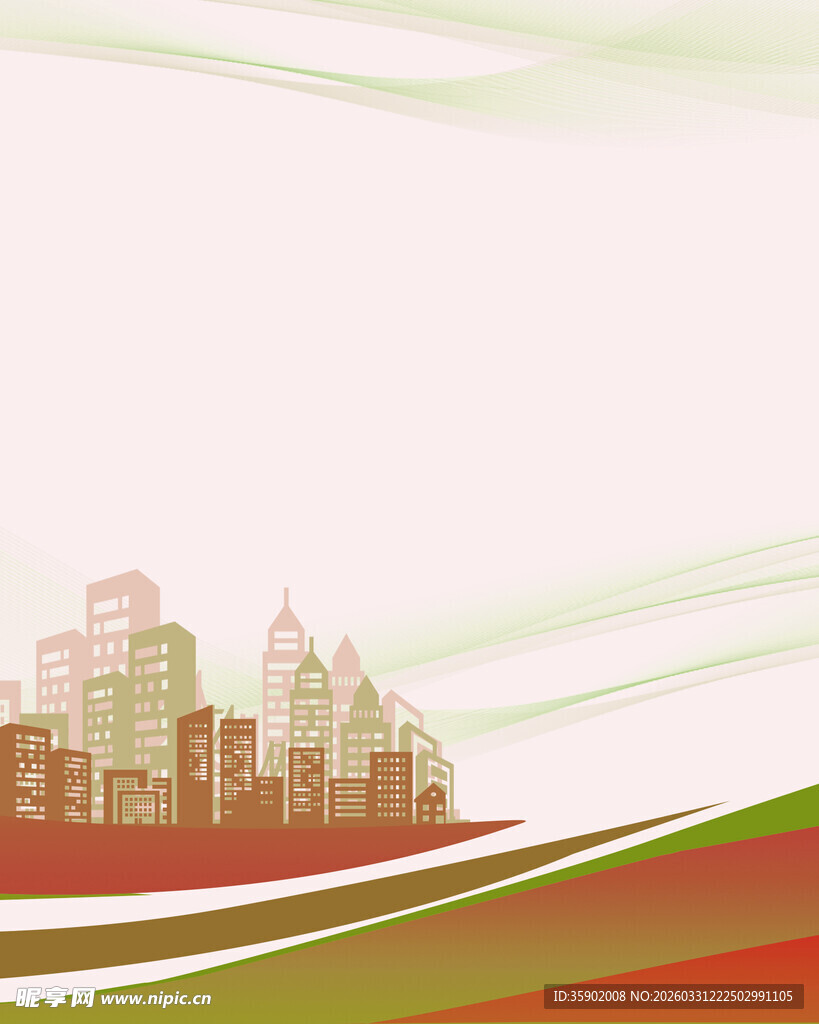 城市天际线与动感线条背景