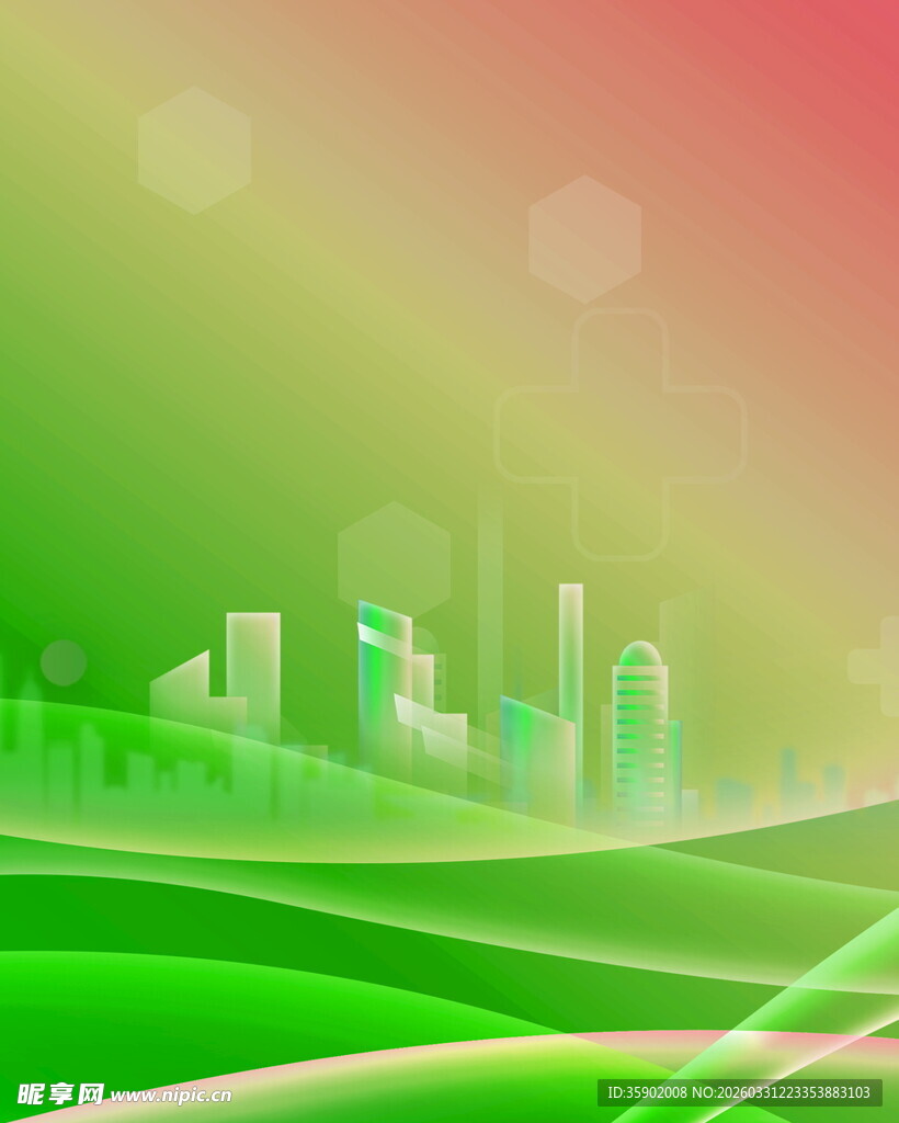 绿色动感城市风光背景图