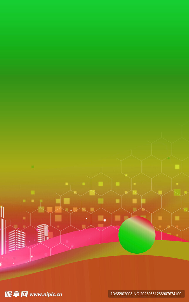 绿色渐变背景的动感元素