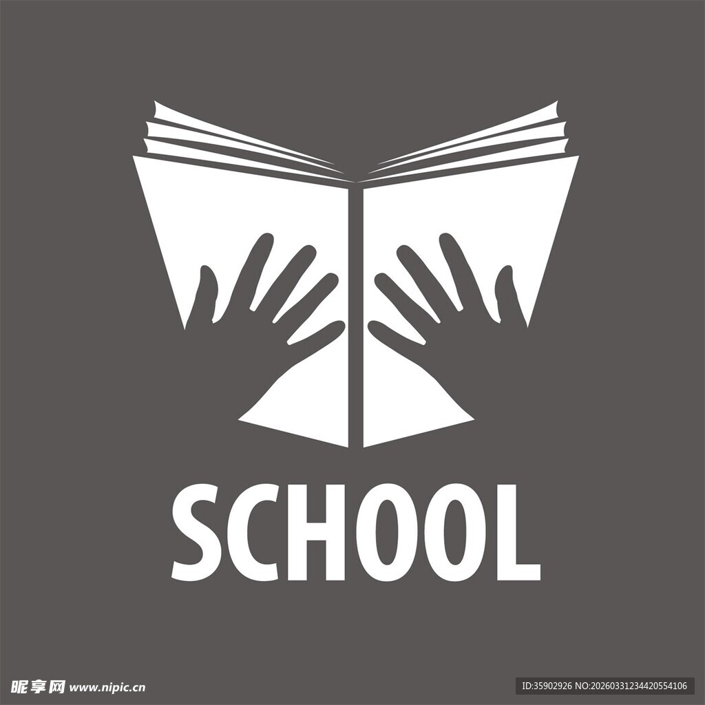 双手捧书的学校标志