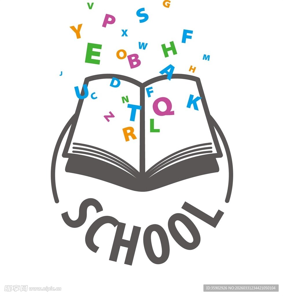 书本绽放多彩字母