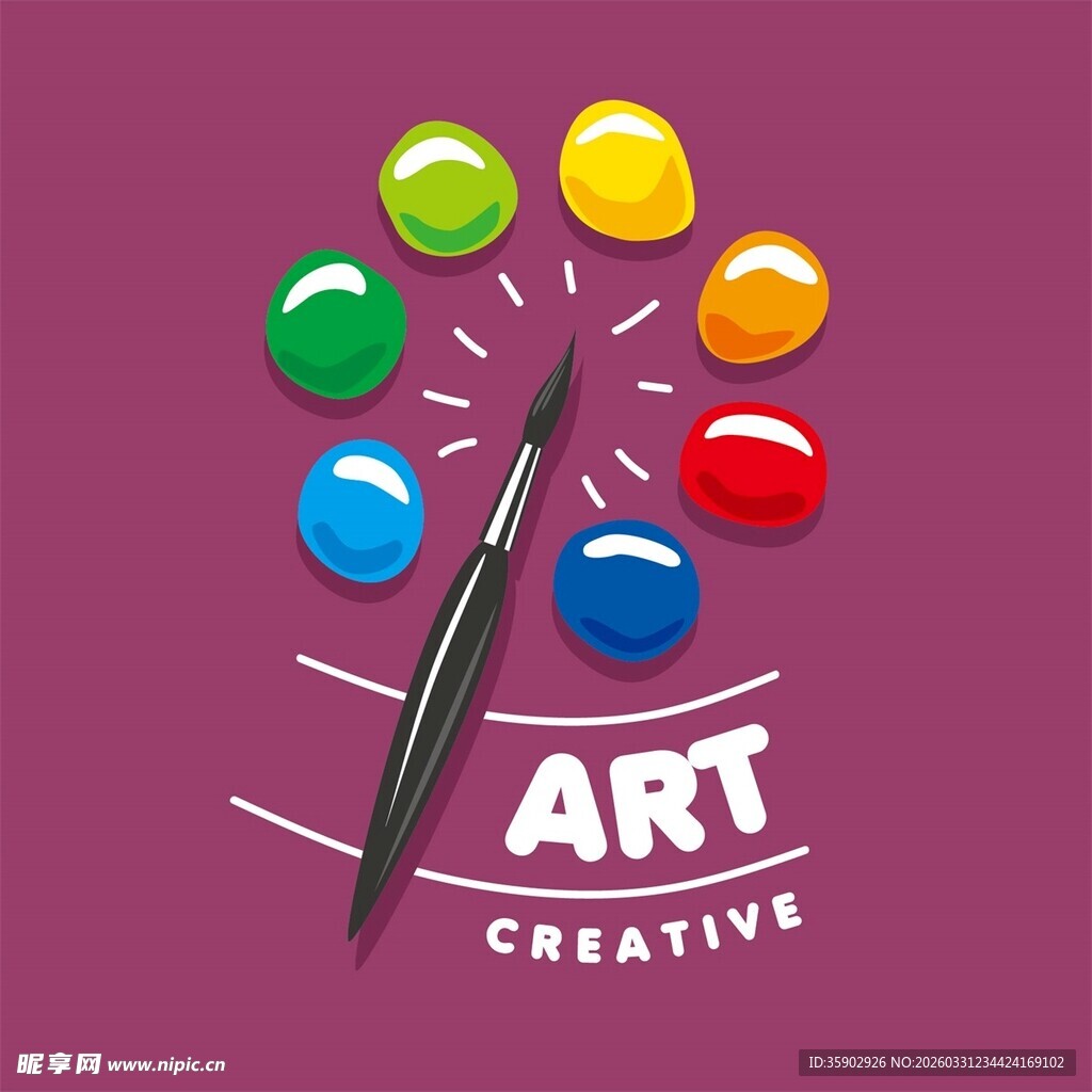 多彩艺术画笔创意图标