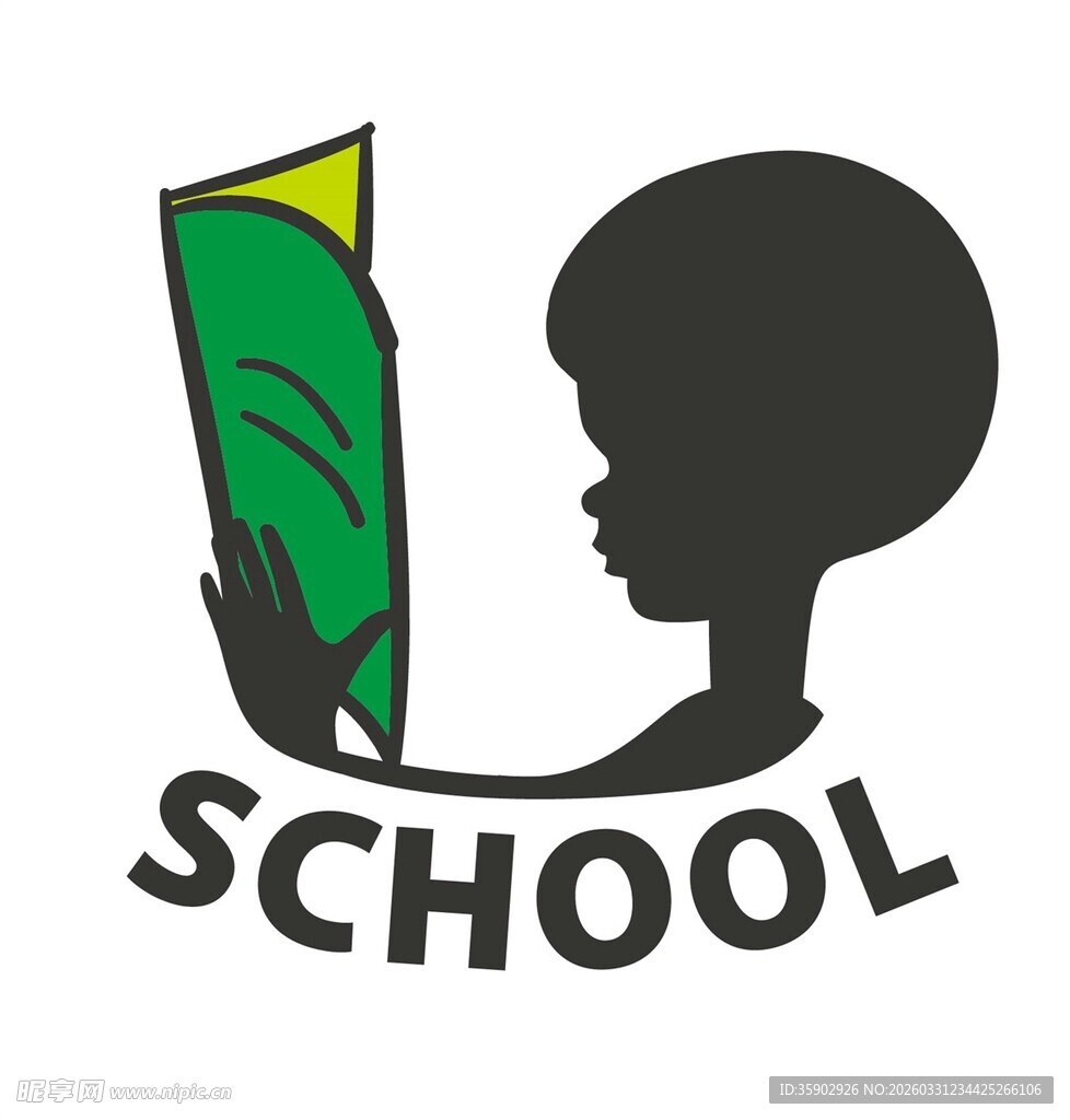 学校剪影与书本元素