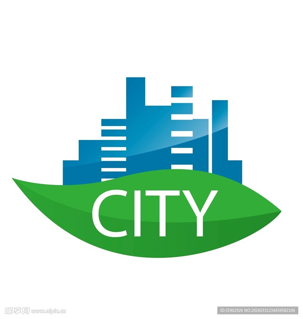 绿叶上的城市标志