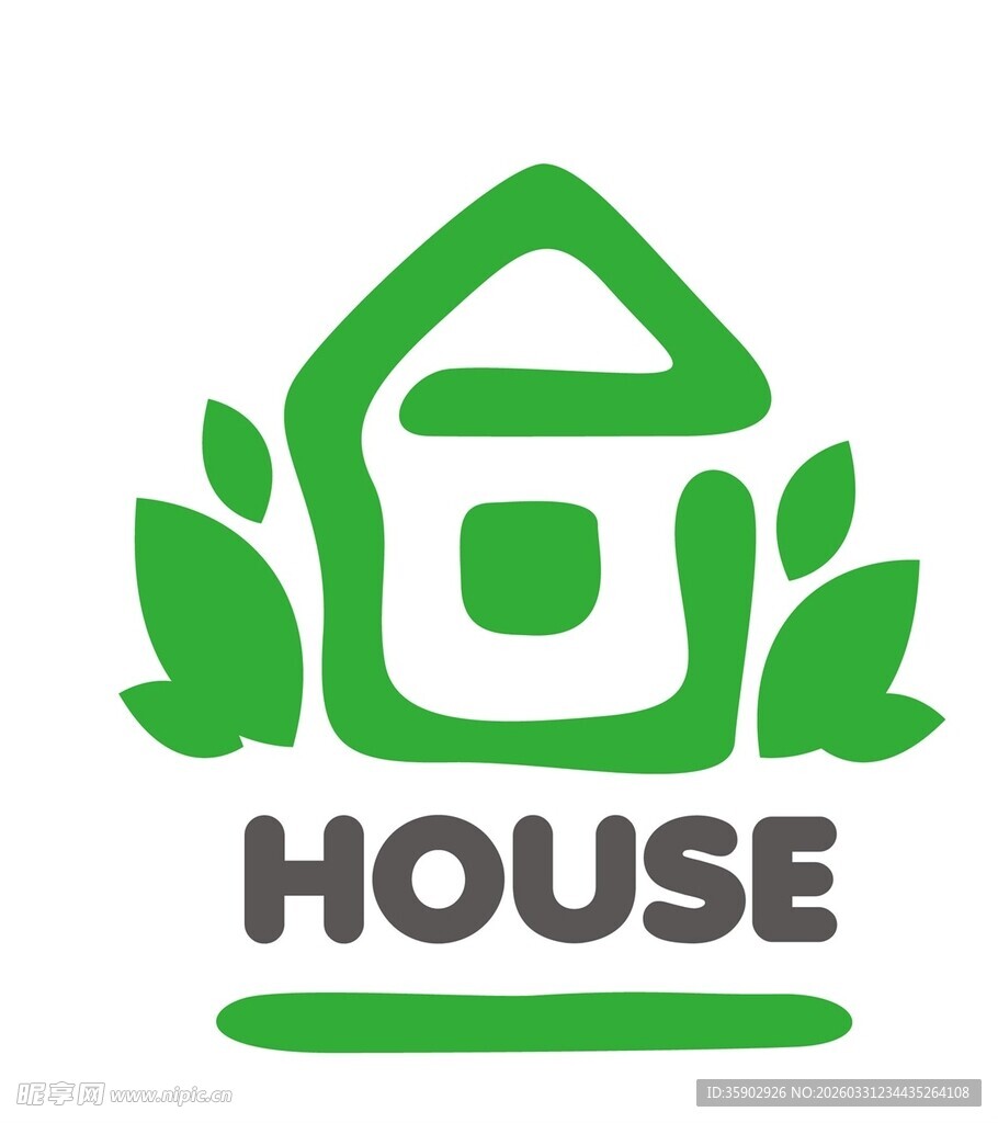 绿色房屋标志设计