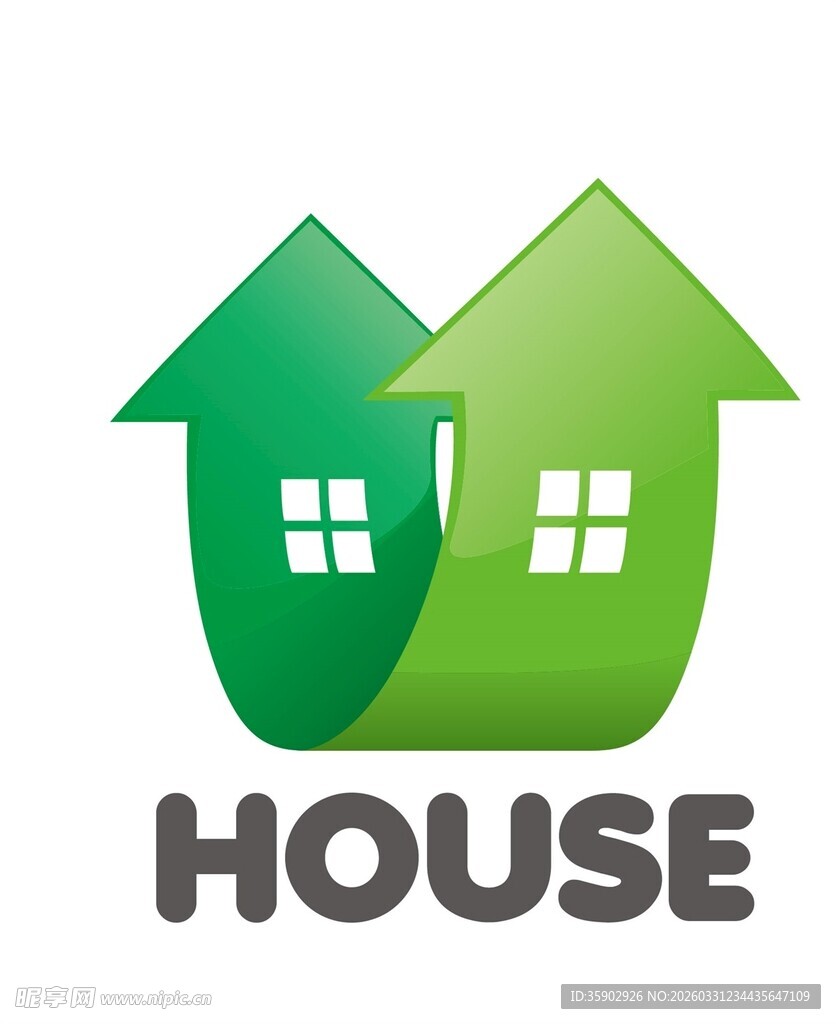 绿色房屋标志设计
