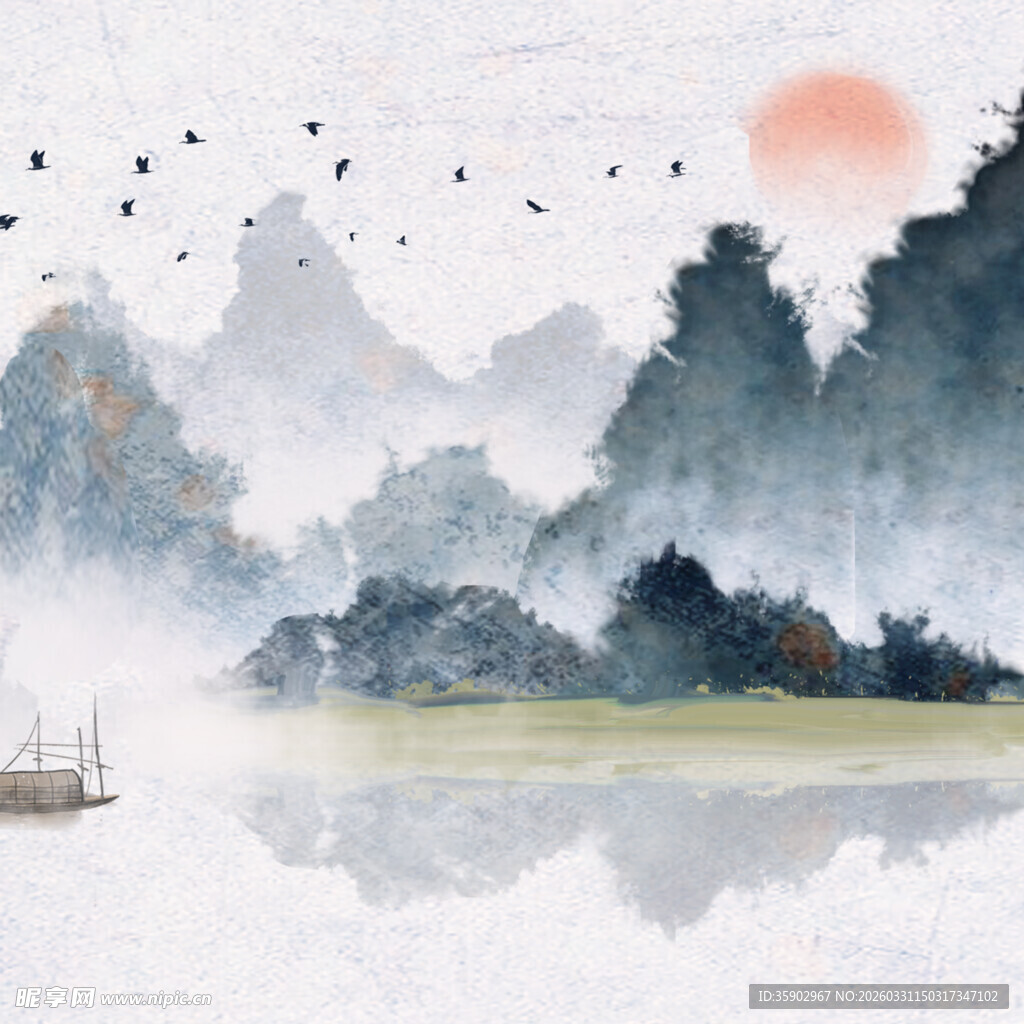 水墨山水间的诗意景致