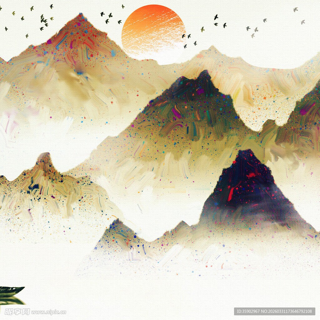 水墨山水间的日出美景