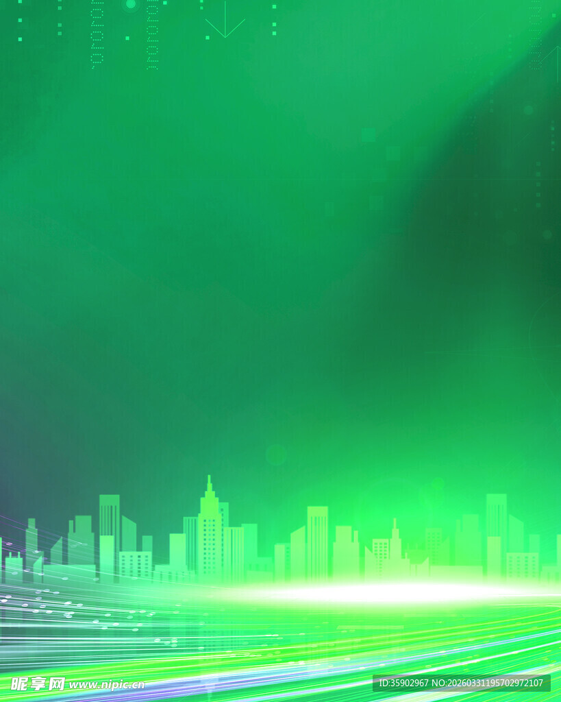 绿色科技城市夜景背景图