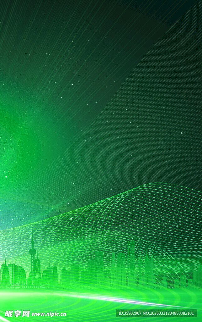 梦幻绿色极光夜景
